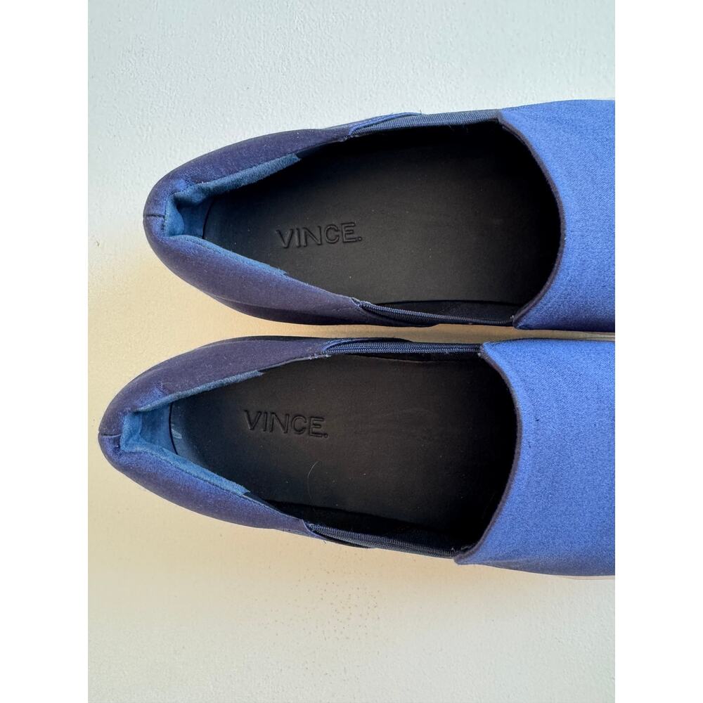 Vince Shoes Warren Royal Blue Satin Platform Slip On Sneakers Loafers Size 9.5 - Picture 9 of 9